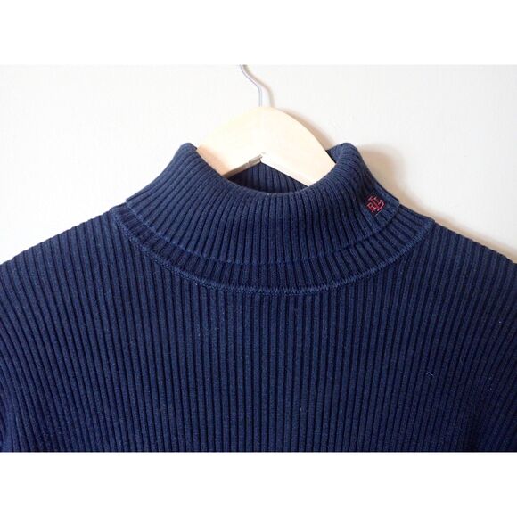 Lauren Ralph Lauren Vintage Ribbed Knit Turtleneck Black Mock Neck Logo Large - Picture 5 of 7